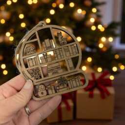 Book Christmas Decoration Wooden Library Ornament Bookshelf Gifts For Readers Lover Bauble - thumbnail 3
