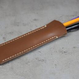 Handmade Leather Pen Case Soft Brown Pencil Pouch - thumbnail 3