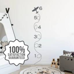 Airplane Growth Chart Ruler Decal, Wall Decor, Kids Height Sticker, Measuring Stick, For Girls & Boys - thumbnail 1