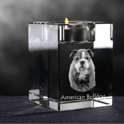 American Bulldog, Crystal Candlestick With Dog, Souvenir, Decoration, Limited Edition, Collection - thumbnail 2