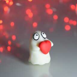Ghost Figurine Holding A Heart, Valentine's Day Gift - thumbnail 1