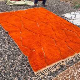 Orange Moroccan Rug, Shag Vibrant Hand Tufted Custom Made Carpet, Large Area Rug - thumbnail 4