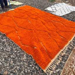 Orange Moroccan Rug, Shag Vibrant Hand Tufted Custom Made Carpet, Large Area Rug - thumbnail 2
