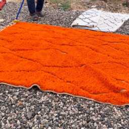Orange Moroccan Rug, Shag Vibrant Hand Tufted Custom Made Carpet, Large Area Rug - thumbnail 3