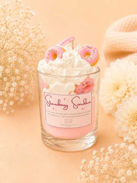 strawberry Sundae Soy Candle Whipped Wax Dessert Candle - image 1