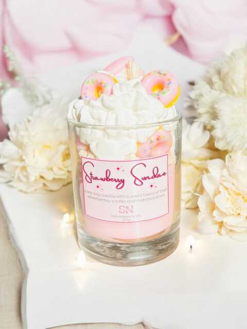 strawberry Sundae Soy Candle Whipped Wax Dessert Candle - image 1