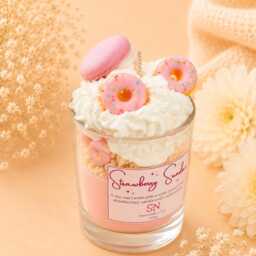 strawberry Sundae Soy Candle Whipped Wax Dessert Candle - thumbnail 2