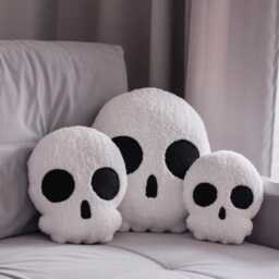 Skull Head Pillow - Halloween Pillows - Teddy Boucle Skeleton Holiday Cushion Spooky Throw Gothic Gift - thumbnail 4