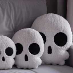 Skull Head Pillow - Halloween Pillows - Teddy Boucle Skeleton Holiday Cushion Spooky Throw Gothic Love Gift - thumbnail 3