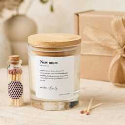 New Mum Candle Gift With Name Thoughtful Personalised Baby Shower Keepsake Birth First Mother's Day Vegan Soy Wax Set