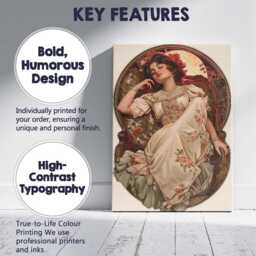 Romantic Sleeping Lady Floral Dress Art Nouveau Illustration Canvas Wall Print Decor Picture Ready To Hang - thumbnail 2