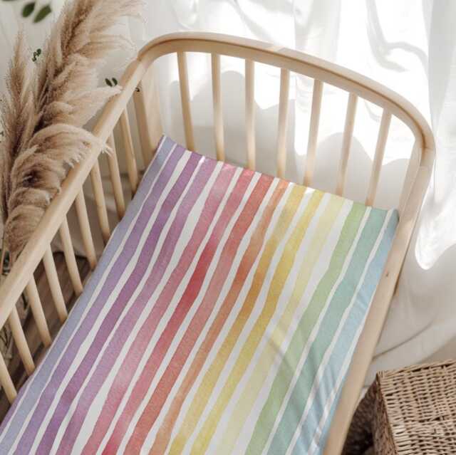Bedding - Stripes Rainbow, Duvet Cover Set, Fitted Sheets, Pillow Case, Modern Colourful Kids Bedding - image 1