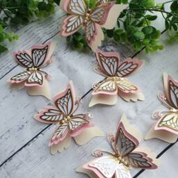 3D Paper Butterflies Pink & Gold Nursery Wall Decor, Set Of 6 - thumbnail 3