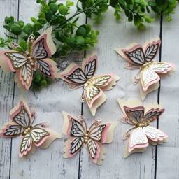3D Paper Butterflies Pink & Gold Nursery Wall Decor, Set Of 6 - thumbnail 2