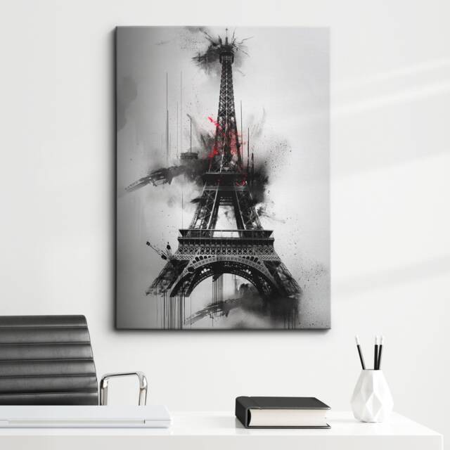 Eiffel Tower Abstract Oil Painting Framed Poster Print & Canvas Wall Decor Art Bedroom Home Interior Gift - image 1