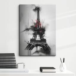 Eiffel Tower Abstract Oil Painting Framed Poster Print & Canvas Wall Decor Art Bedroom Home Interior Gift - thumbnail 1