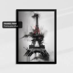 Eiffel Tower Abstract Oil Painting Framed Poster Print & Canvas Wall Decor Art Bedroom Home Interior Gift - thumbnail 2