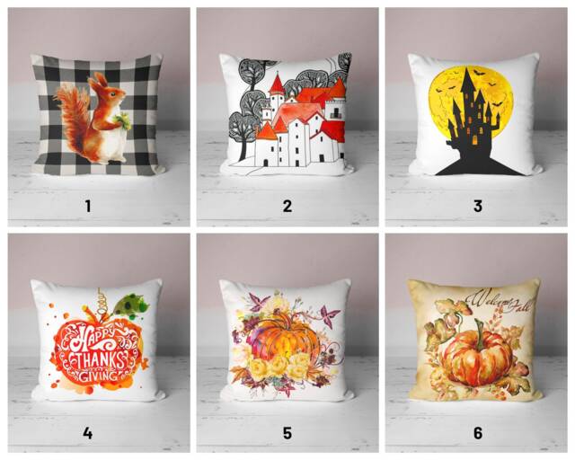 Fall Trend Pillow Case/Carved Pumpkin Cover/Fall Haunted House Cushion Cover/Pumpkin Pillowsham/Halloween Decor/Halloween Gift - image 1
