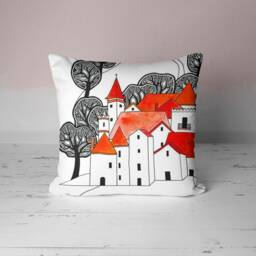 Fall Trend Pillow Case/Carved Pumpkin Cover/Fall Haunted House Cushion Cover/Pumpkin Pillowsham/Halloween Decor/Halloween Gift - thumbnail 3