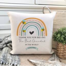 Personalised Grandad Rainbow Linen Cushion