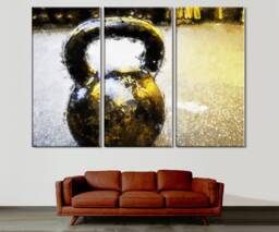 Kettlebell Canvas Wall Art Gym Room Decor, Sport Equipment Print - thumbnail 1