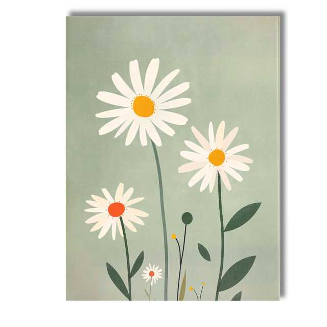 Sage Green Daisy Flower Minimalist Botanical Artwork Canvas Wall Art Print Decor Picture Ready To Hang - image 1
