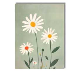 Sage Green Daisy Flower Minimalist Botanical Artwork Canvas Wall Art Print Decor Picture Ready To Hang - thumbnail 1
