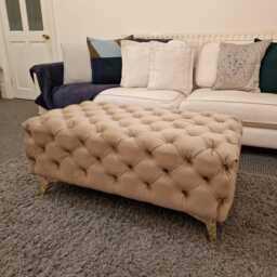 Handmade Luxury Tufted Velvet Ottoman Footstool - Custom Size & Colour, Deep Cushioned Bench, Plush Velvet, Sturdy Design - thumbnail 2
