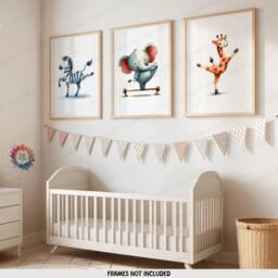 Kids Gymnastics Posters - Set Of 3 Prints - Animal Gymnast Boys Girls Bedroom Decor Nursery Gymnastic Wall Art Playroom Artwork Gift - thumbnail 2