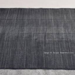 Handwoven Black Cotton Dhurrie Rug, Geometric Kilim, 4x6 Ft - thumbnail 3