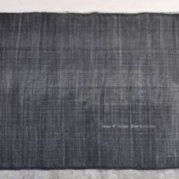 Handwoven Black Cotton Dhurrie Rug, Geometric Kilim, 4x6 Ft - thumbnail 2