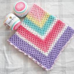 Afghan Granny Square Crochet Baby Blanket, Blanket With Cake Yarn Of Lion Brand Mandala Baby
