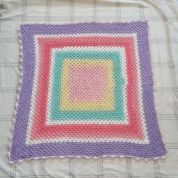 Afghan Granny Square Crochet Baby Blanket, Blanket With Cake Yarn Of Lion Brand Mandala Baby - thumbnail 3