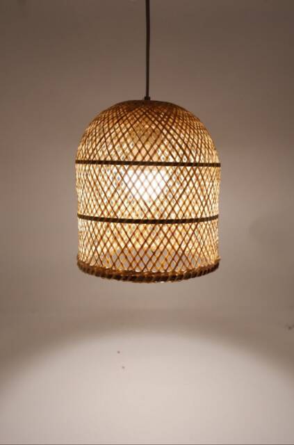 Handmade Bamboo Pendant Light Modern Wicker Lamp - Size S - image 1