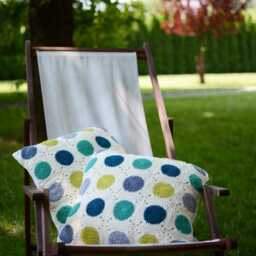 Dots Pillow, Fabric, Geometric Pillow Cover, Crochet Granny Square Crochet, Green Decorative - thumbnail 4