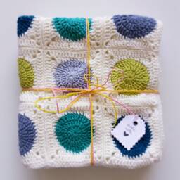 Dots Pillow, Fabric, Geometric Pillow Cover, Crochet Granny Square Crochet, Green Decorative - thumbnail 3