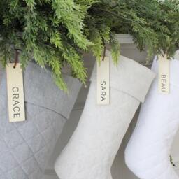 Christmas Stocking Personalized - Quilted Stockings Neutral Decor Custom Holiday Farmhouse - thumbnail 2