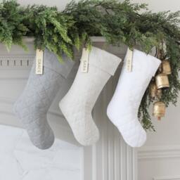 Christmas Stocking Personalized - Quilted Stockings Neutral Decor Custom Holiday Farmhouse