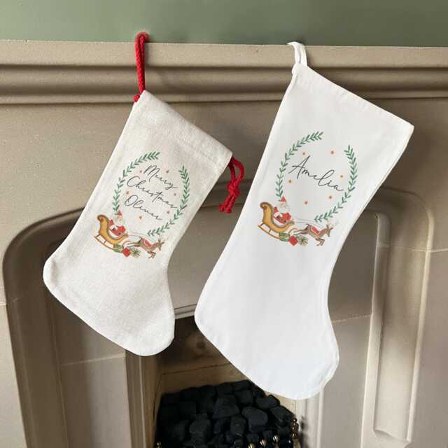 Personalised Christmas Stocking - Name Family Stockings Decorations Santa - image 1