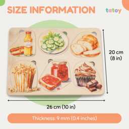 Food Puzzle For Toddlers, Montessori Wooden Learning Cards, Preschool Preparation Gift - thumbnail 3