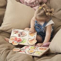 Food Puzzle For Toddlers, Montessori Wooden Learning Cards, Preschool Preparation Gift