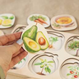 Food Puzzle For Toddlers, Montessori Wooden Learning Cards, Preschool Preparation Gift - thumbnail 2