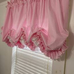 Pink Gingham Double Ruffle Balloon Curtain - thumbnail 4