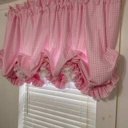 Pink Gingham Double Ruffle Balloon Curtain - thumbnail 2