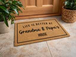 Custom Grandparent Name Rug - Life Is Better Sign Durable Coir Welcome Mat - thumbnail 1