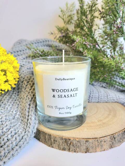 Woodsage & Seasalt Candle Vegan Soy Wax Cruelty Free Birthday Gift Christmas 8Oz Scented - image 1
