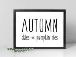 Autumn Skies Pumpkin Pies Landscape Halloween Print - Festive Fall Poster Home Decor Gift Bespoke A5 A4 A3 Framed - thumbnail 1