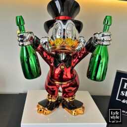 Red Chrome Money Duck Sculpture Pop Art Home Decor - 47cm - thumbnail 2