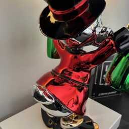 Red Chrome Money Duck Sculpture Pop Art Home Decor - 47cm - thumbnail 4