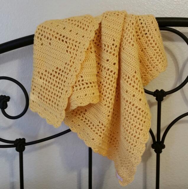 Crocheted Yellow Bunny Baby Blanket - image 1